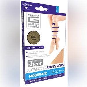 New XL Neo G Comfort Sheer Energizing Knee High Hosiery Beige Compression Socks